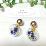 かすみ草のガラスドームピアス