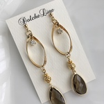 ワンコイン★ゴールドフープ×ブラウン　ぶらさがり　ピアス(イヤリング)