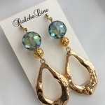 【再販】ワンコイン★ゴールドフープ×レインボーカラー　大ぶり　ピアス(イヤリング)