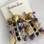 ワンコイン★リボンタッセル　カラフル×ハート　大ぶりピアス（イヤリング）