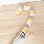 【受注制作】傘の柄カバー26cm＊29cm(＋100円)☂️イニシャル型押し革タグ付き＊イエロー×シャンパン×ホワイト