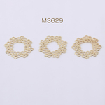 M3629  30個  高品質透かしパーツ 花輪 15×15mm ゴールド  3×【10ヶ】