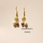 flower コットンパールとチェコガラス ピアス