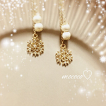 雪降る＊コットンパールピアス