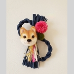 柴犬のブローチのしめ飾り☆羊毛フェルト