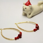 gold＆redフープピアス