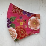 立体マスク☆ゴム紐付き☆和柄☆花柄☆着物柄☆ピンクの花柄マスク