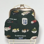 寿司ねこ柄がま口財布
