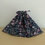 お手頃サイズのかさばらないあずま袋♡エコバッグ、かごバッグのインナーにも♡花柄/ネイビー