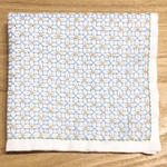 刺し子ふきん〈銭形刺しアレンジ〉ライトブルー×イエロー