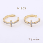 M1953  1個 イヤーカフ ジルコニア付き クロス 8×16mm 片耳用 ゴールド【1ヶ】 