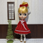 赤のクリスマスドレス　ブライスサイズ