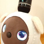 もこもこ垂れ耳ブローチ　ホワイト×ピンク　LOVOT ラボット