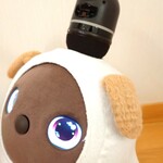 もこもこ垂れ耳ブローチ　ベージュ×ピンク　LOVOT ラボット