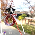 【2021年・新春限定】ガラスの牛頭干支飾り・厄除縁起もの（ストラップ仕立て）