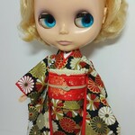 ブライス 着物 振袖 リカちゃん着物 振袖   黒
