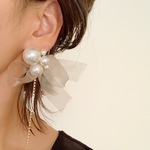 インポート 2wayパール×リボンピアス