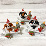 オーダー作品 ☆　こねこね　樹脂粘土　クリスマス　わんちゃん　ソリ　クリスマスツリー　キャバリア　犬　わんこ