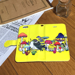 小鳥とキノコの森の切り絵スマホケース   (イエロー)