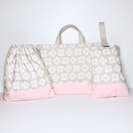 ☆pucchi0606様専用ページ☆ 花柄×ピンク 通園通学グッズ  入園入学グッズ 3点セット 女の子 シンプル キルト生地 キルティング パステル