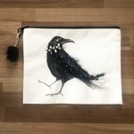 原画作品 キャンバス フラット ポーチ カラス