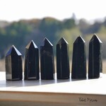 選べる♪天然石モリオン(チベット産)約33～37g高約49～64mm 研磨ポイント黒水晶六角柱ジオラマ漆黒インテリア鉱物テラリウム素材[mp-2012170032-01]