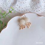 つぶパールとリボンピアス/イヤリング/サージカルステンレス nonoacs
