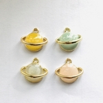 惑星チャーム＊4個色セット＊パステルカラー　土星　ピアス　ネックレス　パーツ　