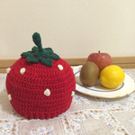 イチゴの ベビー ニット帽 レッド