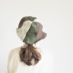 Anone『hanablock tulip hat』 / 花ブロックと手織りヘンプのチューリップハット / グリーン