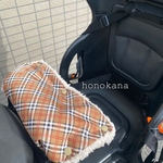 【週末SALE】3色★タータンチェック柄 自転車／ベビーカー防寒ハンドルカバー 子供用