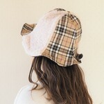 【30%OFF在庫限り】moko tulip hat / モコ×タータンチェック / アイボリー