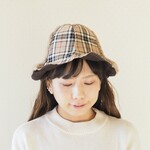 【現品限り特価】 moko tulip hat / モコ×タータンチェック / ベージュ