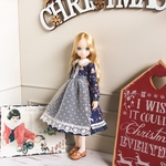 ruruko・クリスマス柄ブルーワンピース
