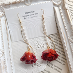 レッド 薔薇 ゆらゆら レジン ピアス イヤリング