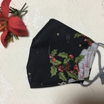 【Xmas🎄マスク】クリスマス•マスク　黒マスク　フィルターポケット付き　こだわりの一枚仕立て