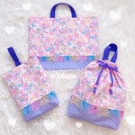 マジカルステッキ☆ピンク・レインボー☆フリル レッスンバッグ 3点セット☆入園グッズ・入学グッズ 女の子 お着替え袋 上履き入れ オーダー ゆめかわ