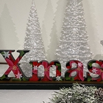 オシャレな クリスマス イニシャルオブジェ【Xmas】【木製土台付】