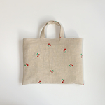 《選べるサイズ》 ベージュ×さくらんぼ刺繍のレッスンバッグ