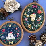 [rinrakiさま用ページ]クリスマス飾り柴犬とシロクマ手刺繍フープ
