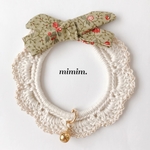 【再販】white†X'mas green ribbon ＊*レース首輪  [l-030]