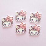 プラパーツ☆3.5㎝ おしゃれ猫 赤 5個入