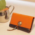 Vibram flap card case - Orange × Dark Brown