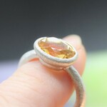 大粒 天然シトリン2.1ct　ふくりんリング　アンティークテクスチャ　シルバー925　