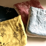 ８重ガーゼ*ハーフサイズハンカチ4枚SET■ナチュラルフラワー*草花