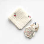 チェリー刺繍ガーゼのハンカチ＊3色展開