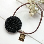 vintage CHANEL ガラスボタンのヘアゴム black flower 