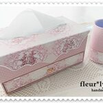 ピンクローズ　ティッシュケース ＆ペン立て