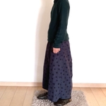 ロングワイドパンツ　細畝コーデュロイの水玉