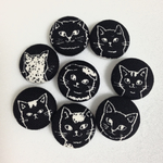 くるみボタン / ネコ柄ボタン  ＊ねこだらけ - ブラック＊  I